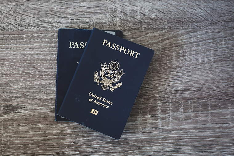 Passports on a desk